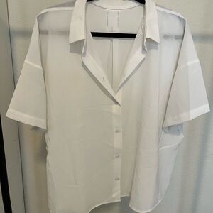 White Short Sleeve Button-Up Shirt